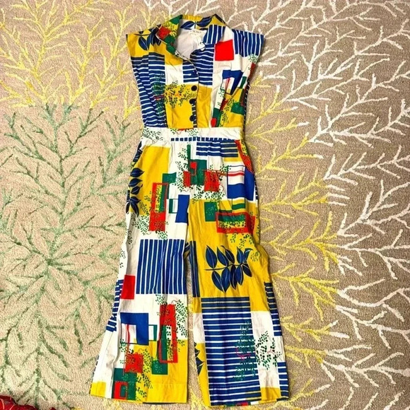 Palva Francesca mid-century modern London linen blend jumpsuit 8UK 6US - Picture 2 of 7